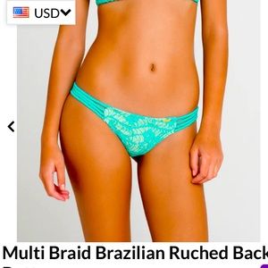 LULI FAMA SEXY SIREN MULTI BRAID BRAZILIAN RUCHED SIZE L NEVER WORN